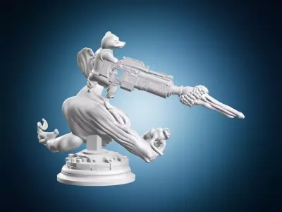 Groot and Rocket Raccoon Marvel Miniature 3D print model