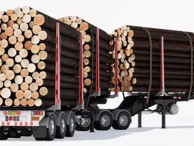 Trailers Set Low-poly 3D model