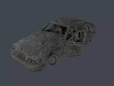 Apocalyptic Damaged Destroyed Vehicle Car Game Ready 24 Low-poly 3D model