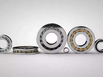 A set of models of six ball and roller bearings 3D model