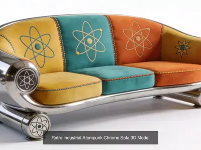 Retro Futuristic Atompunk Furniture Collection 3D Model Pack