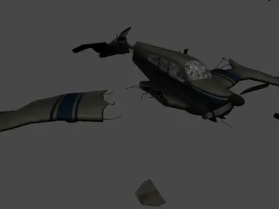 Crashes airplanes and helicopters Low-poly 3D model
