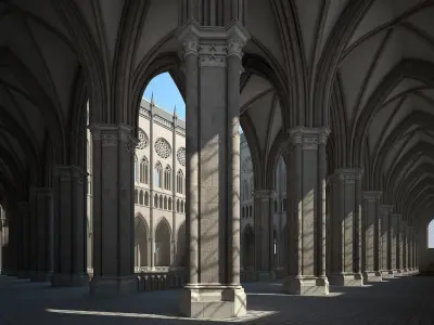 Courtyard of a Gothic Temple 3D model