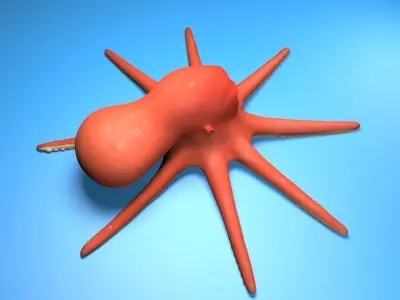cartoon red Octopus  Low-poly 3D model