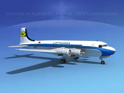 Douglas DC-6 Lufthansa 3D model