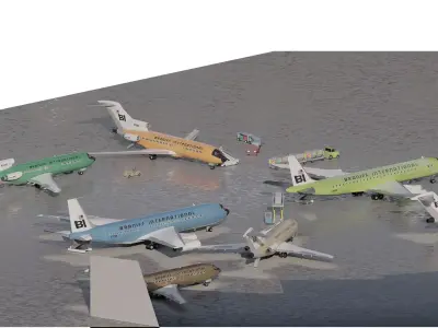 BRANIF FLEET 1969 1971 BOEING 727 100 707 327 727 200 DC8 3D model