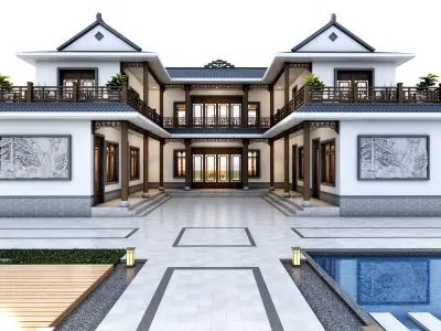Chinese architecture Low-poly 3D model