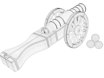 An old medieval cannon 3D model