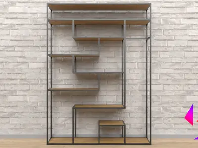 Shelf on the floor with a hanger Free 3D model