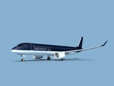 Airbus A220-300 Midwest Jet 3D model