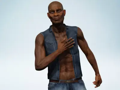 African Pirate Male Game Ready Character Low-poly 3D model