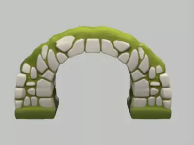 Stone arch covered in moss 3D model