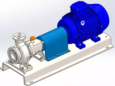 Horizontal centrifugal pump size 2 inch discharge 3D model