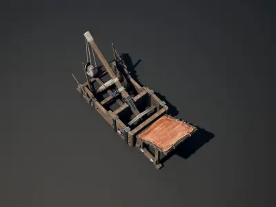 Medieval Siege Weapon - Onager Low-poly 3D model