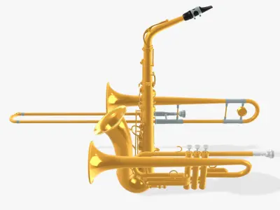 Horn Section Model Pack - Saxophone Trumpet and Trombone 3D model
