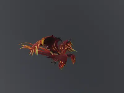 Fire Phoenix Creature Low-poly 3D model
