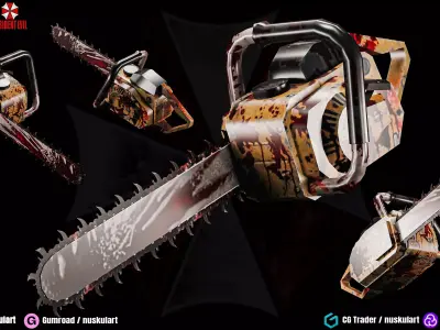 Resident Evil Chainsaw - 3D ASSET - Game Ready - 3D Art Low-poly 3D model