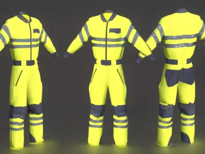 High Vis Safety Workwear Yellow Low-poly 3D model