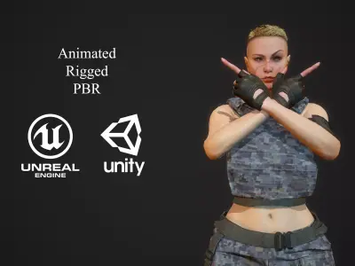 Fighting Girl 3 Low-poly 3D model