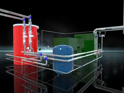 Industrial Boiler Room on wood pellets 3D model