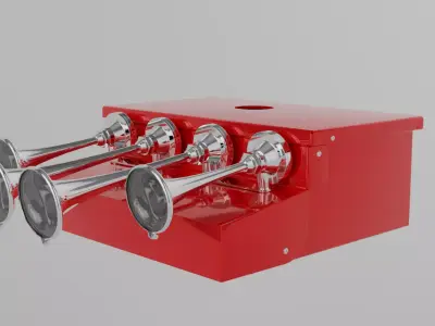 Martin-Horn-Anlage-mit-Dachkasten box with four speakers 3D model