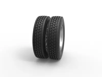 Rear custom wheel of semi truck Version 11 Scale 1 to 25 3D print model