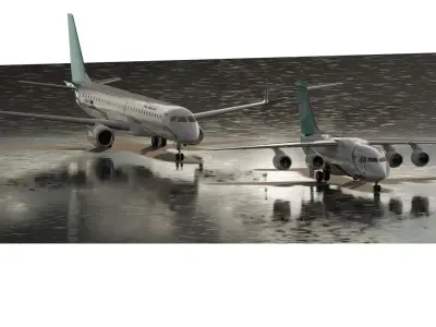 Embraer 190 and e-195 bombardier crj100 and Bae 146 AVRO RJ 85 3D model