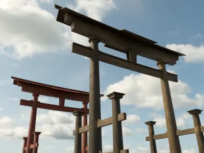 ancient tori gate Low-poly 3D model