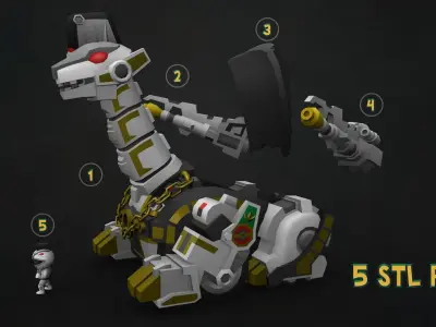 TITANUS and White Ranger Low-poly 3D model