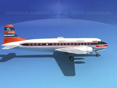 Douglas DC-6 Braniff International 3D model
