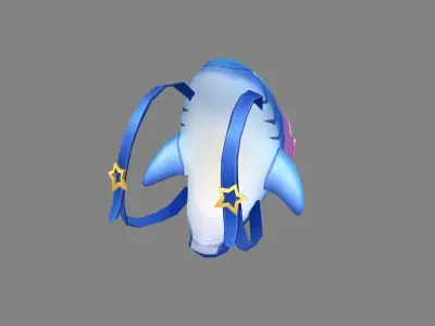 Cartoon shark backpack Low-poly 3D model