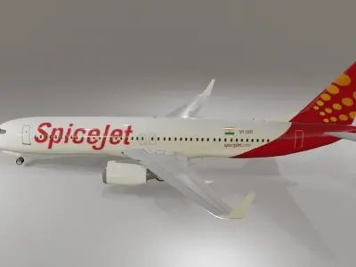 Spicejet Boeing 737-800 3D Model Low-poly 3D model