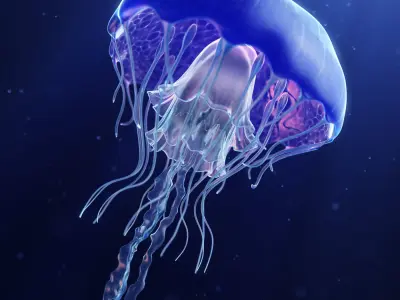 Jellyfish Realistic rigged animated 3D model