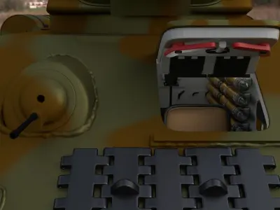 T-34 76 Camo Interior Engine Bay Full HDRI 3D model
