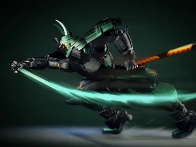  Samurai Robot asset Low-poly 3D model