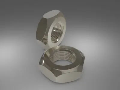 3D Steel Hex Nute 3D model