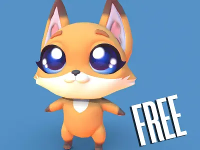 PBR Fox Character Free low-poly 3D model