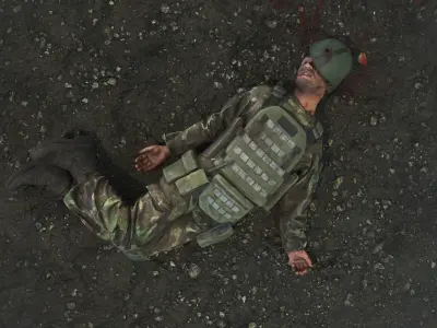 Fallen Soldier 4 Low-poly 3D model