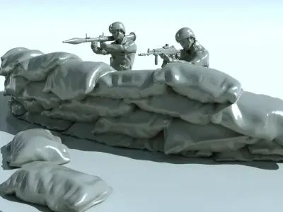 Soldier and trench for print 3D print model