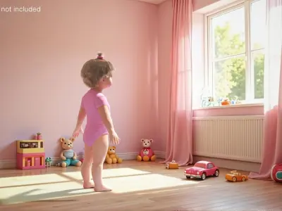 One Year Old Girl in Bodysuit Fur Rigged 3D model