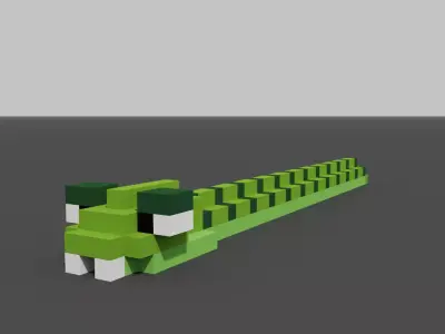 Voxel Snake character for Unity or Animation Low-poly 3D model
