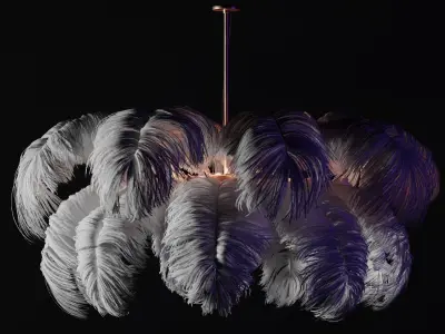 Feather Modern Chandelier  Vray - CORONA - FBX - OBJ 3D model