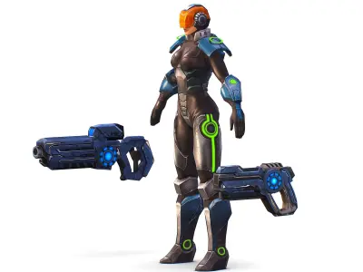 Cartoon Sci-Fi Cyborg Drone Trooper Soldier Low-poly 3D model