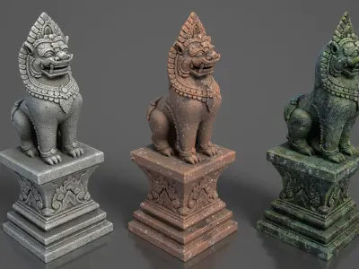 Ancient Khmer Statue22-250523 Low-poly 3D model