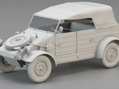 WWII German Military Utility Car 3D model