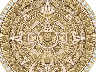 Mayan Calendar 1 and 25inch Diamond Pendant 3D print model