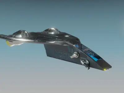 Futuristic jet Low-poly 3D model