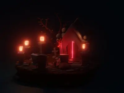 Exterior Building Haunted House high-poly Free 3D model