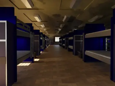 Military Dormitory Low-poly 3D model