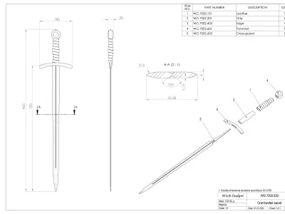 WG 7002 - 15th century sword Low-poly 3D model